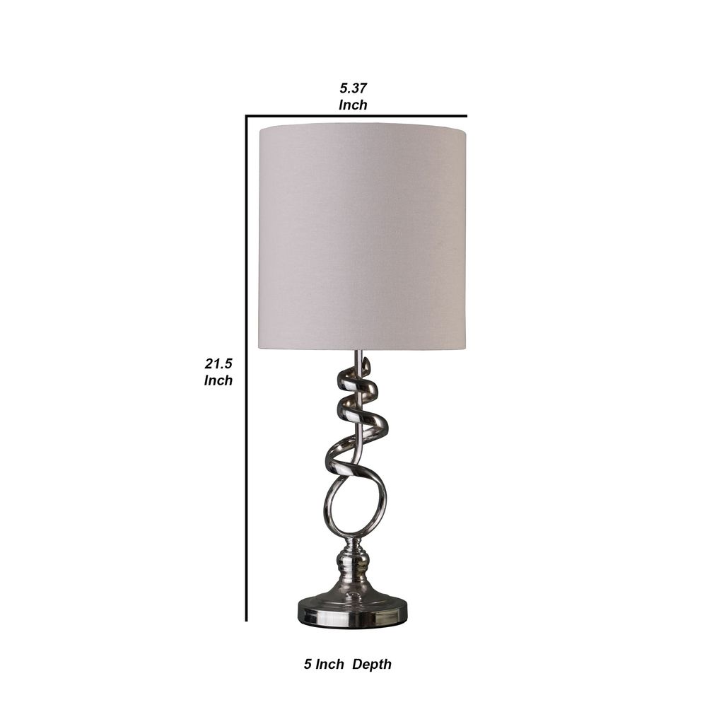 Table Lamp with Curved Abstract Metal Base, Silver - View 6