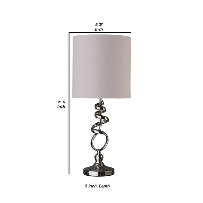 Table Lamp with Curved Abstract Metal Base, Silver - View 6