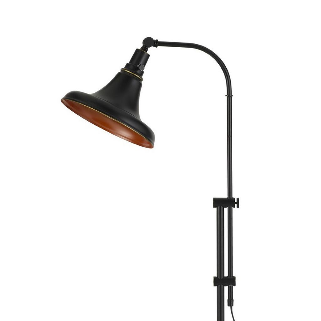 47 Inch Adjustable Metal Floor Lamp and Tapered Shade, Black - View 3