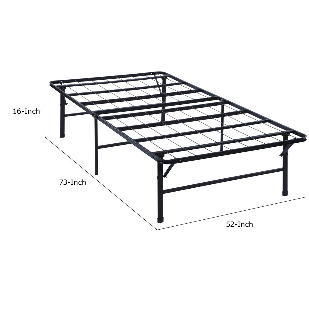Adel Full Size Low Profile Bed, Foldable Metal Frame, Black - View 5