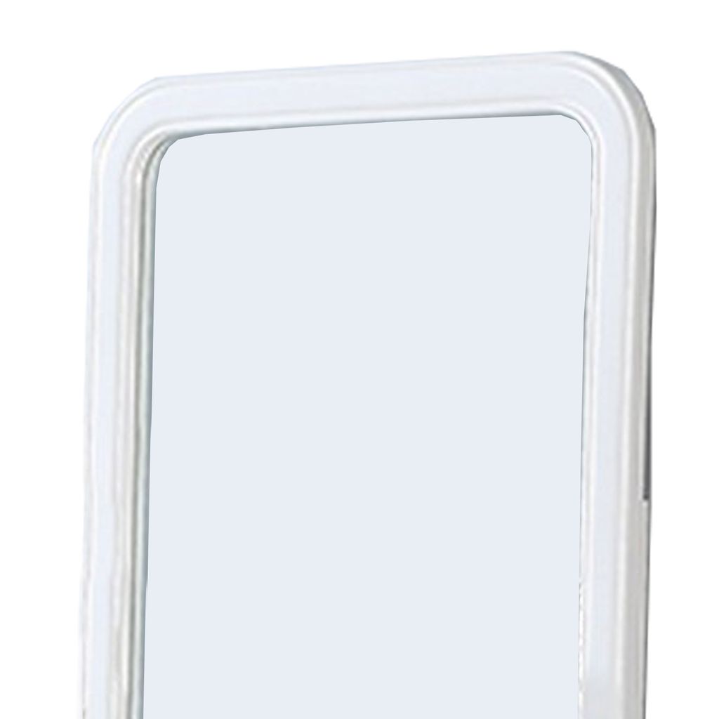 37 Inches Wooden Mirror with Curved Edges, White - View 2