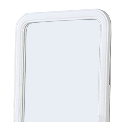 37 Inches Wooden Mirror with Curved Edges, White - View 2