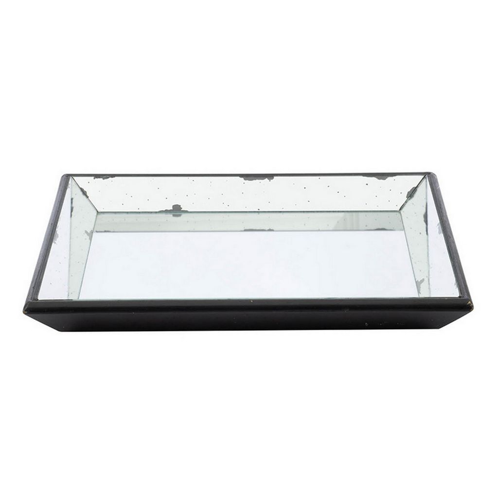 Inez 20 Inch Decorative Glass Tray, Silver Mirrored, Wall Hanger, Medium - View 2