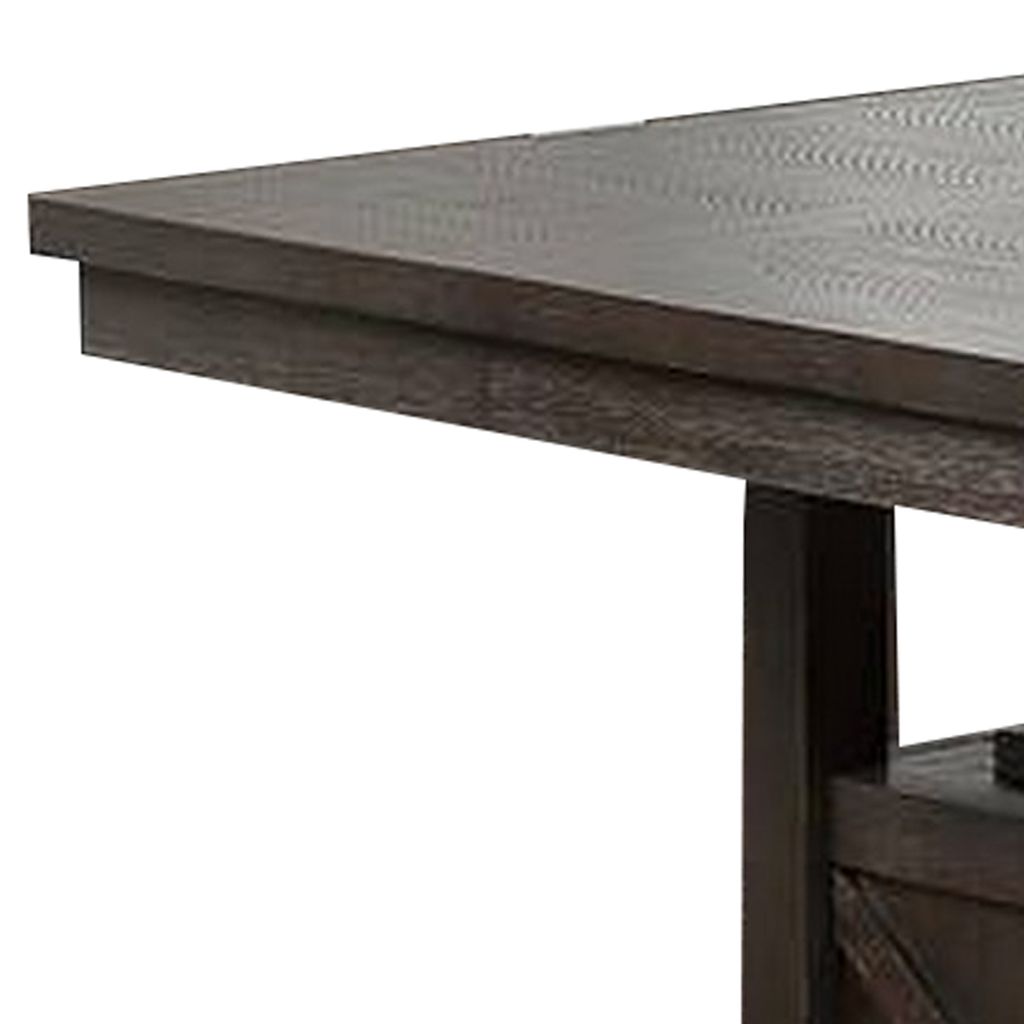 Wooden Counter Height Table with Cabinet and Butterfly Leaf, Gray - View 3