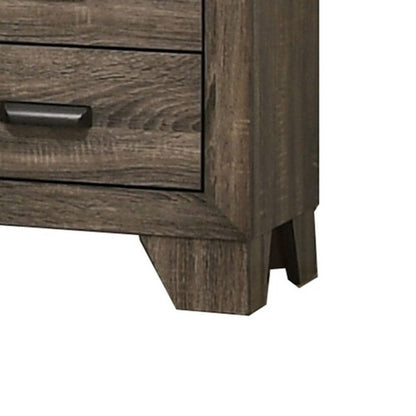 2 Drawer Wooden Nightstand with Metal Handles and Bracket Legs, Brown - View 4