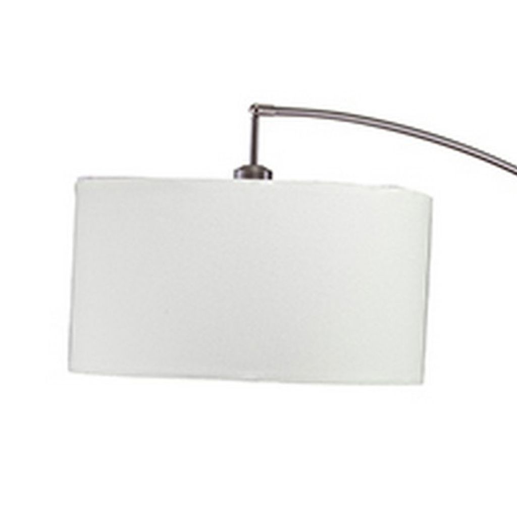 Floor Lamp with Curved Metal Frame and Drum Shade, Silver - View 4