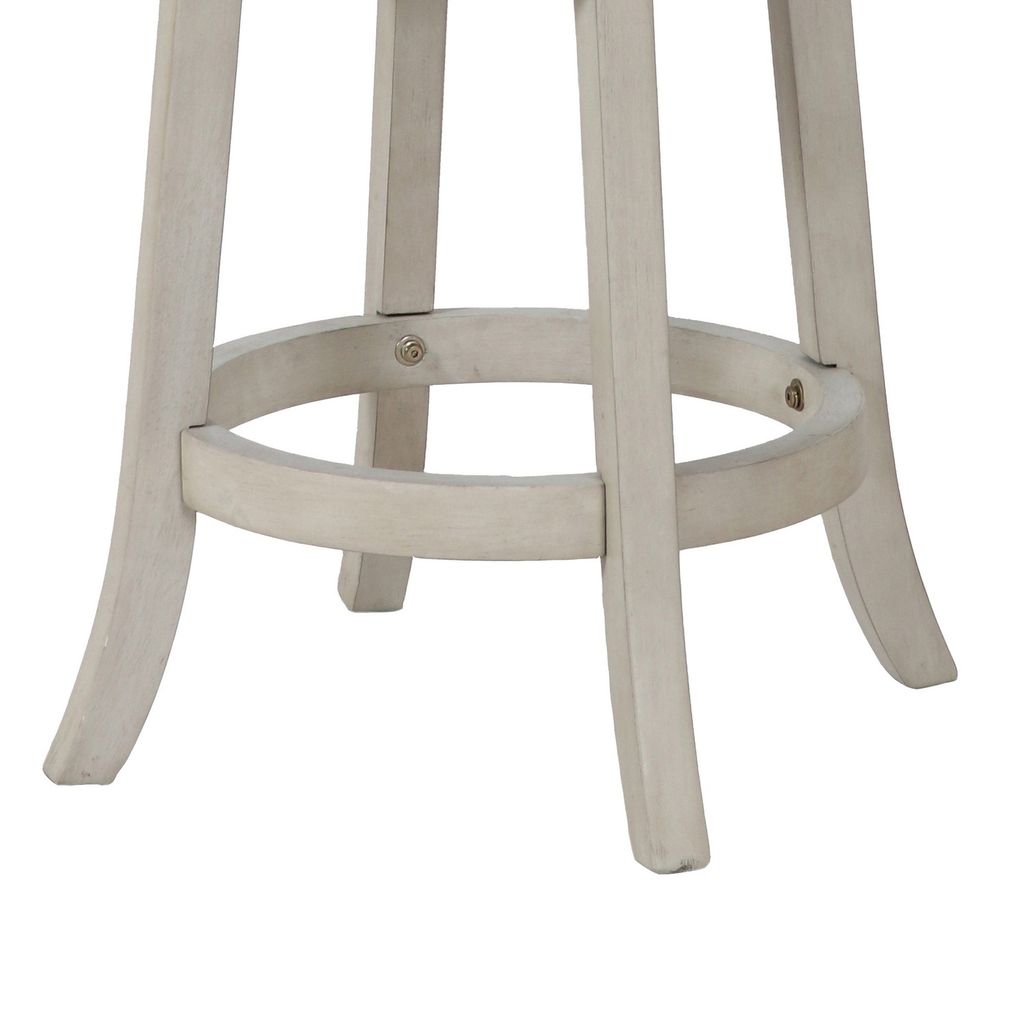 Curved X Shaped Back Swivel Counter Stool with Fabric Padded Seating, Antique White - View 4