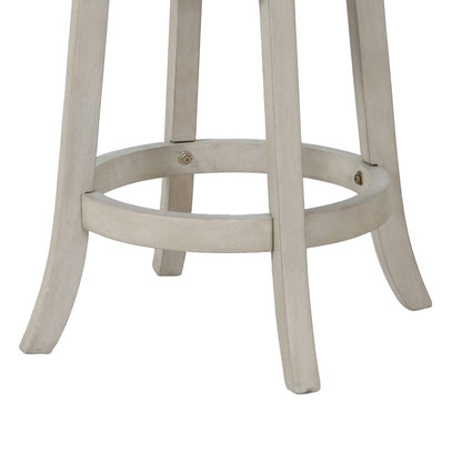 Curved X Shaped Back Swivel Counter Stool with Fabric Padded Seating, Antique White - View 4