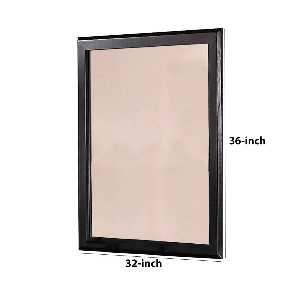 36 Inches Rectangular Wood Encased Mirror, Black - View 5