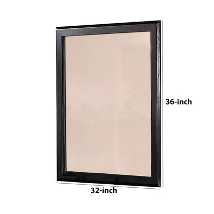 36 Inches Rectangular Wood Encased Mirror, Black - View 5