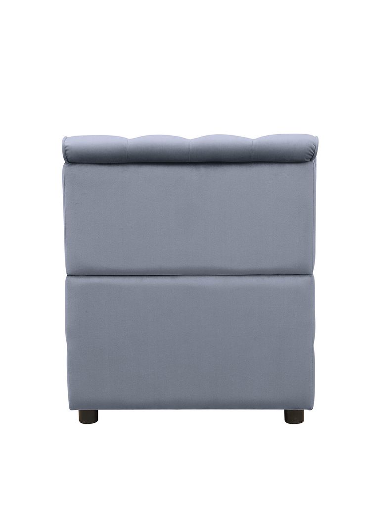 Traditional Style Velvet Modular Armless Chair with Tufting, Gray - View 5