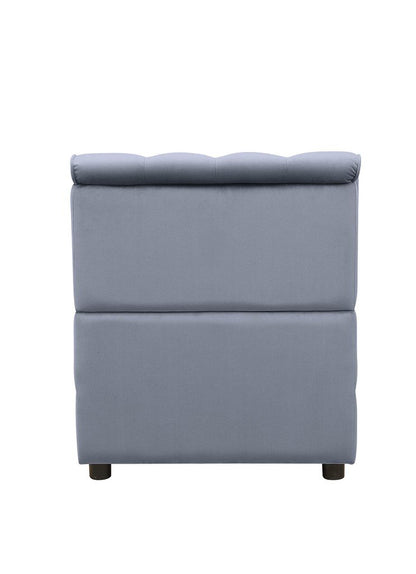 Traditional Style Velvet Modular Armless Chair with Tufting, Gray - View 5