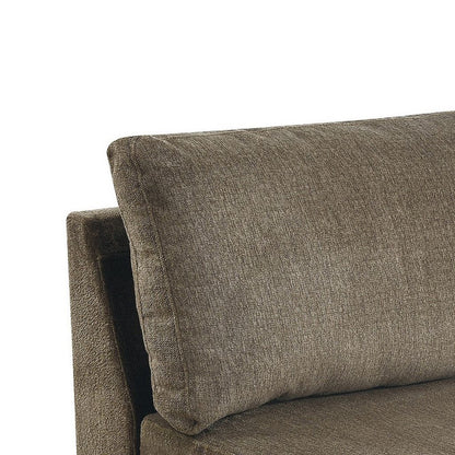 Fabric Armless Chair with Loose Back Pillows, Brown - View 3