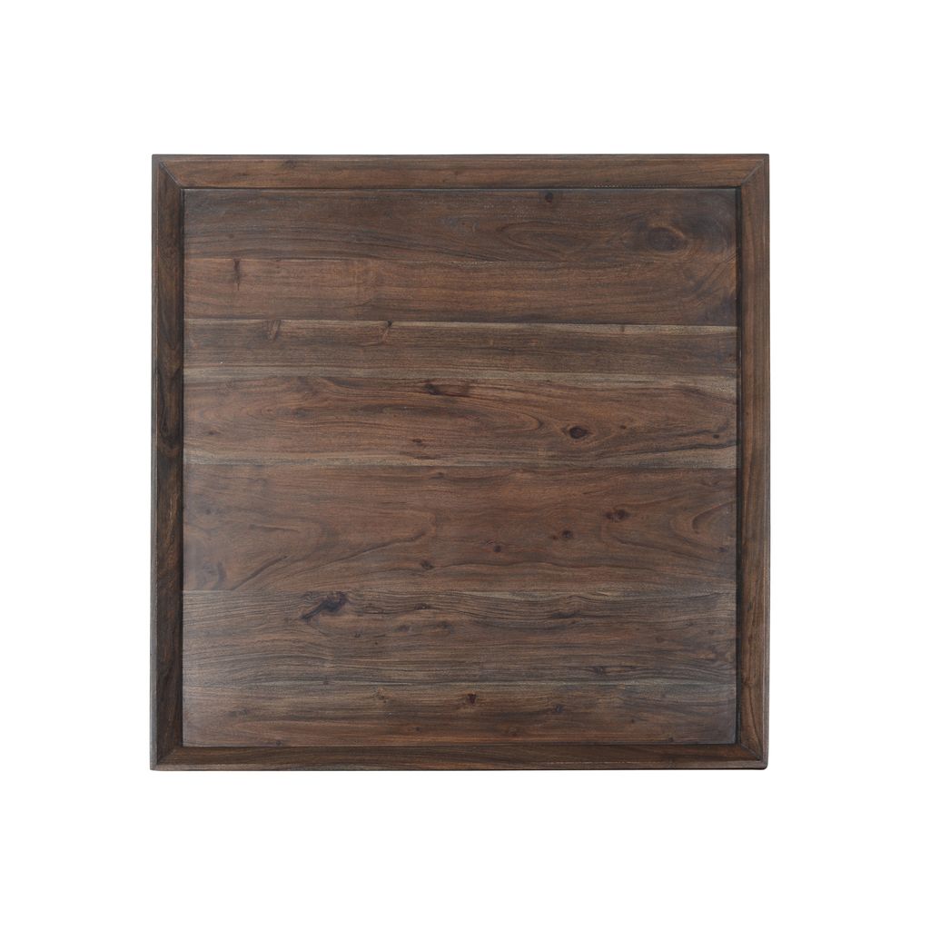 36 Inch Square Shape Acacia Wood Coffee Table with Trapezoid Base, Brown - View 4