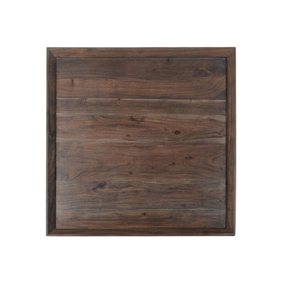 36 Inch Square Shape Acacia Wood Coffee Table with Trapezoid Base, Brown - View 4