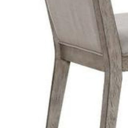 Transitional Style Wooden Side Chair with Fabric Upholstery, Set of 2, Gray Oak - View 3