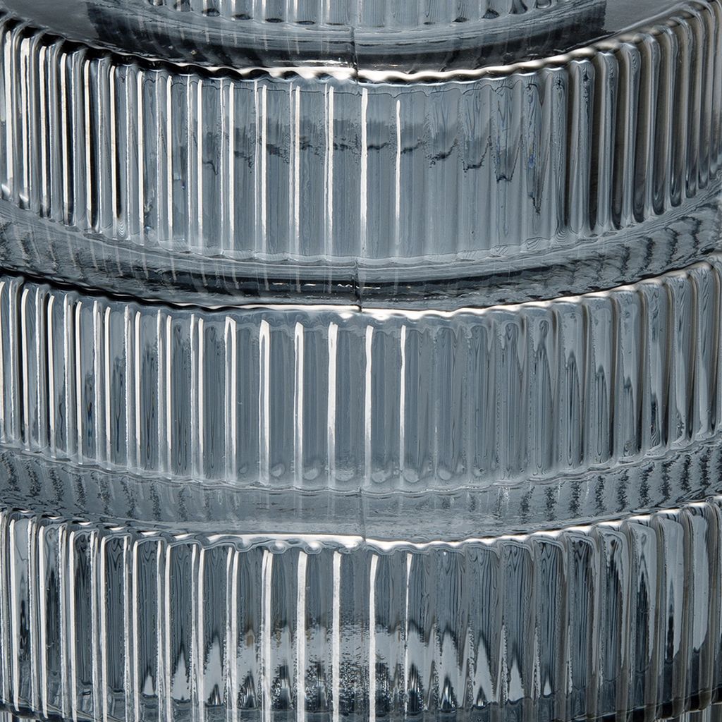 Rae 10 Inch Glass Vase, Geometric Round, Contemporary, Smokey Blue, Clear - View 2