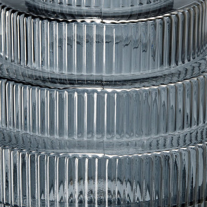 Rae 10 Inch Glass Vase, Geometric Round, Contemporary, Smokey Blue, Clear - View 2