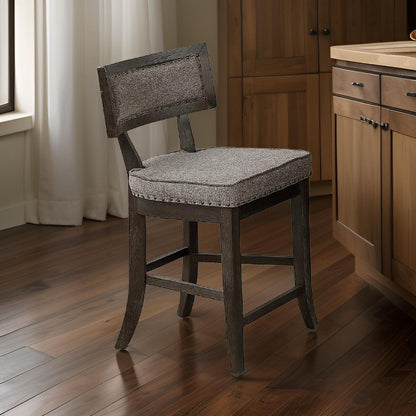 Curved Top Wooden High Chair with Flared Legs, Set of 2, Gray - View 7