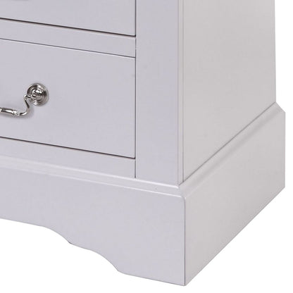 24 Inch Modern Classic Nightstand, 2 Drawers, Drop Handles, Wood, White - View 4