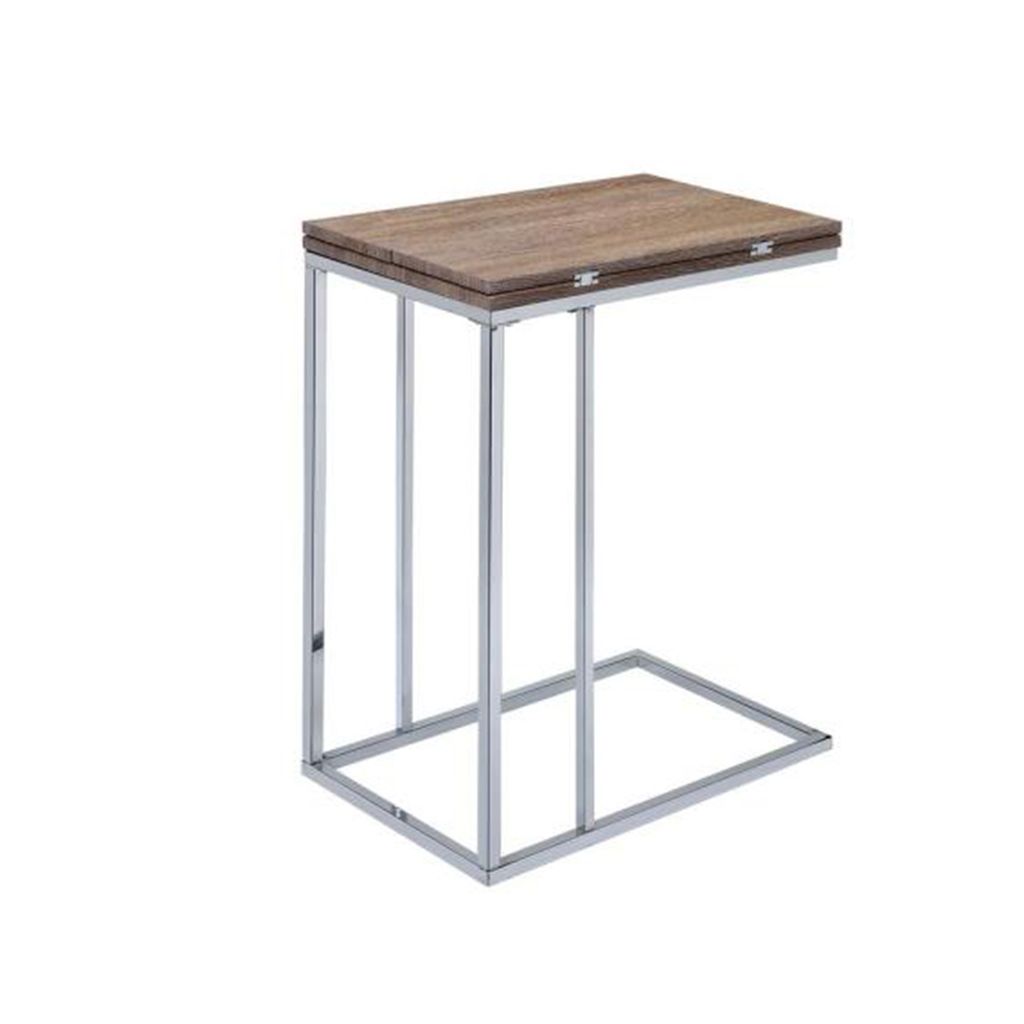 Vogue Side Table, Weathered Oak & Chrome