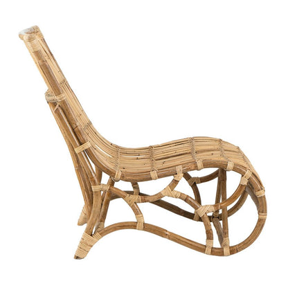 35 Inch Retro Style Rattan Lounge Chair, Slatted Support, Natural Brown - View 3