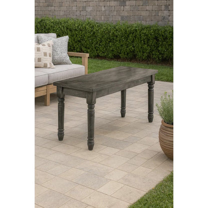 Transitional Style Wood Bench with Turned Legs, Gray - View 7