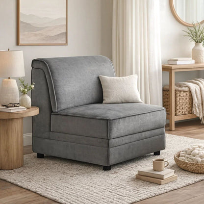 Bois Armless Chair (Reversible), Gray Velvet - View 7