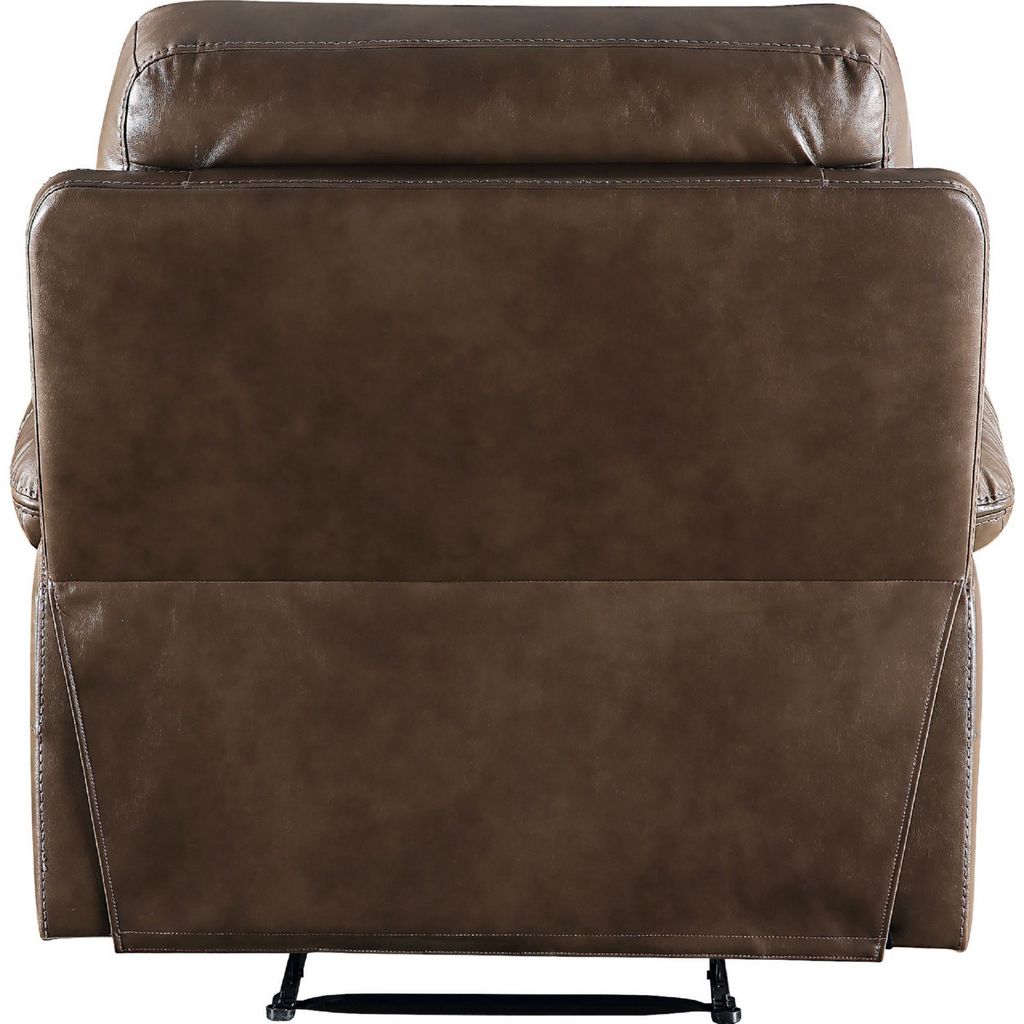 Leatherette Power Recliner with Nailhead Trim Accent, Brown - View 4