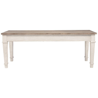 Rectangular Wooden Bench with Under seat Storage, Antique White and Brown - View 4