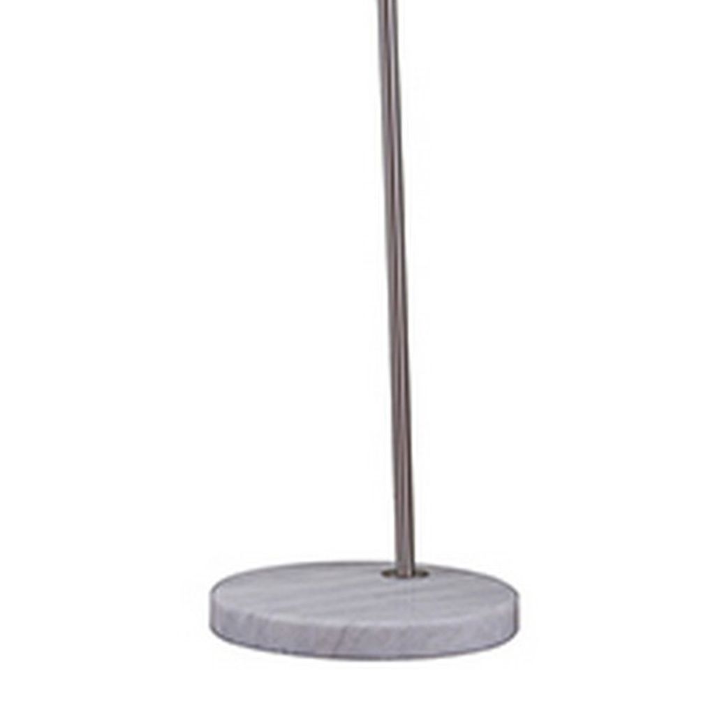 Floor Lamp with Curved Metal Frame and Drum Shade, Silver - View 2
