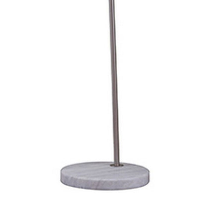 Floor Lamp with Curved Metal Frame and Drum Shade, Silver - View 2