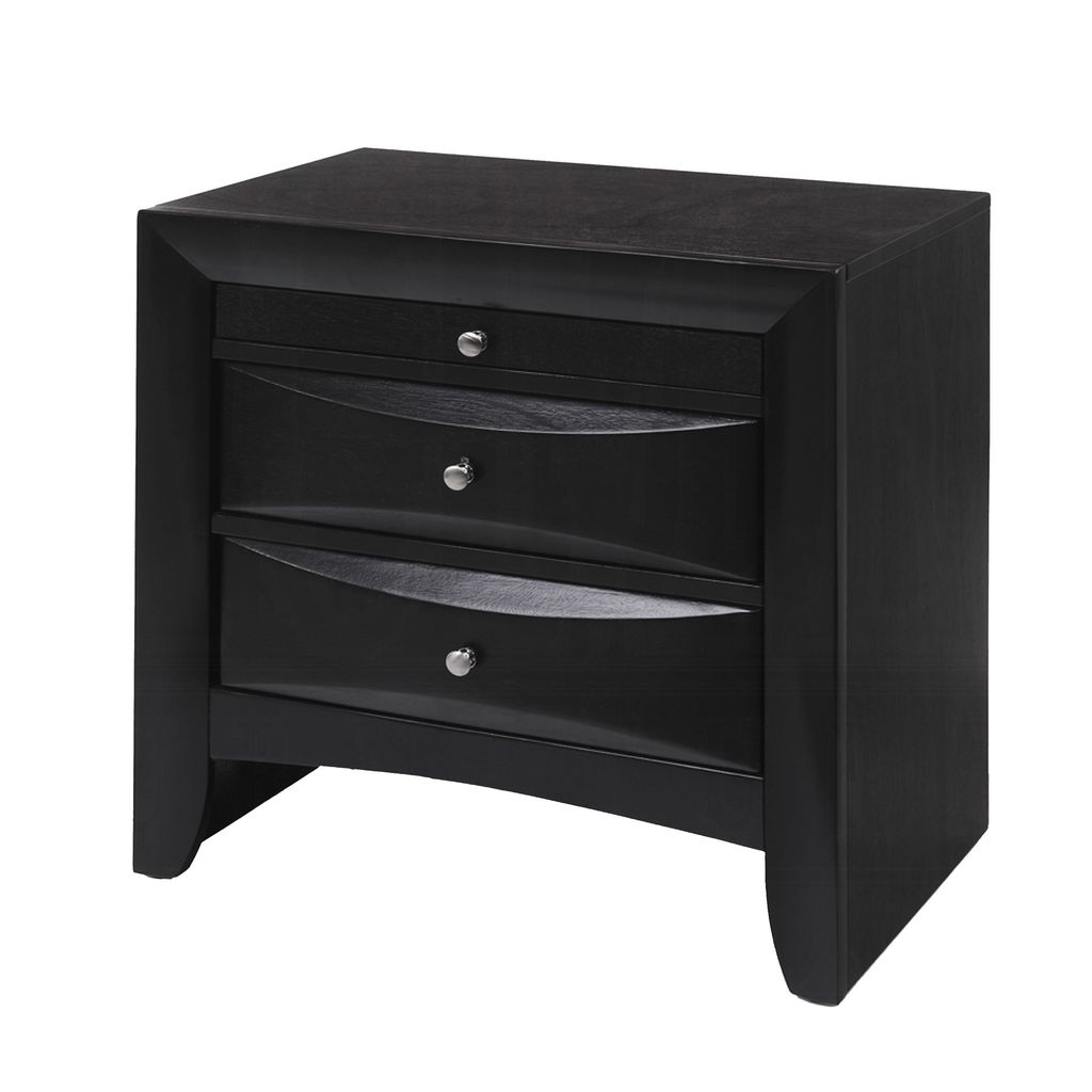 Contemporary 2 Drawer Wood  Nightstand By Ireland , Black - View 4