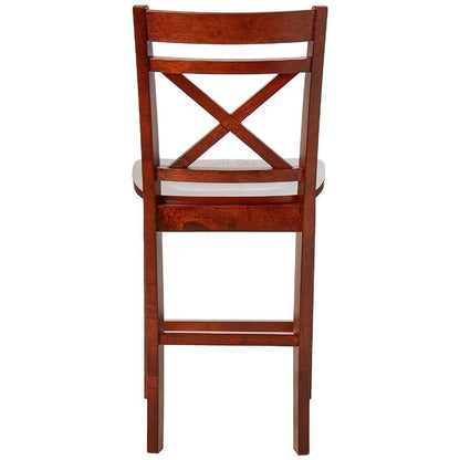 Wooden Counter Height Chair with Cross Back, Set of 2, Cherry Brown - View 4