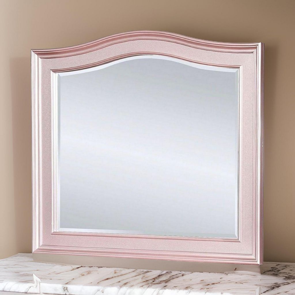 46 Inch Contemporary Style Wooden Frame Mirror, Rose Pink - View 7