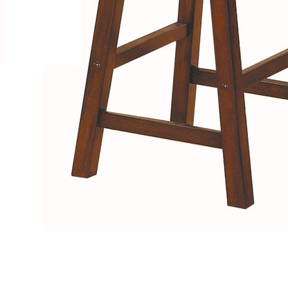 24" Counter Height Stool with Saddle Seat, Distressed Cherry Brown, Set Of 2 - View 2