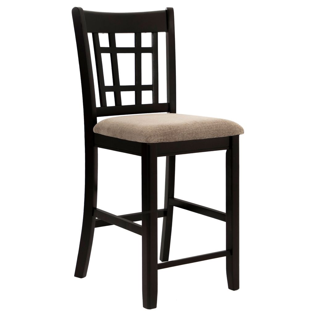 Contemporary Armless Counter Height Chair, Espresso Brown & beige , Set of 2 - View 7