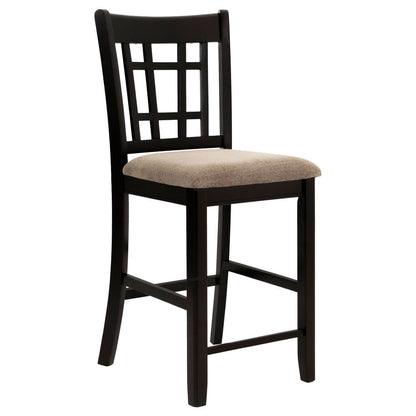 Contemporary Armless Counter Height Chair, Espresso Brown & beige , Set of 2 - View 7
