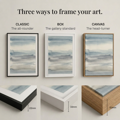Set of 4 Classic Framed Wall Decor, Abstract Tile Design, White and Blue