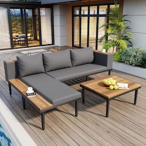 Mayo Outdoor Modular Armless Chair, Dark Gray Nuvella Fabric, Brown