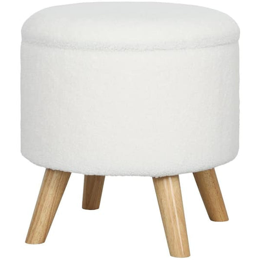 Storage Ottoman, 18 Inch, Removable Top, Polyester Upholstery, White