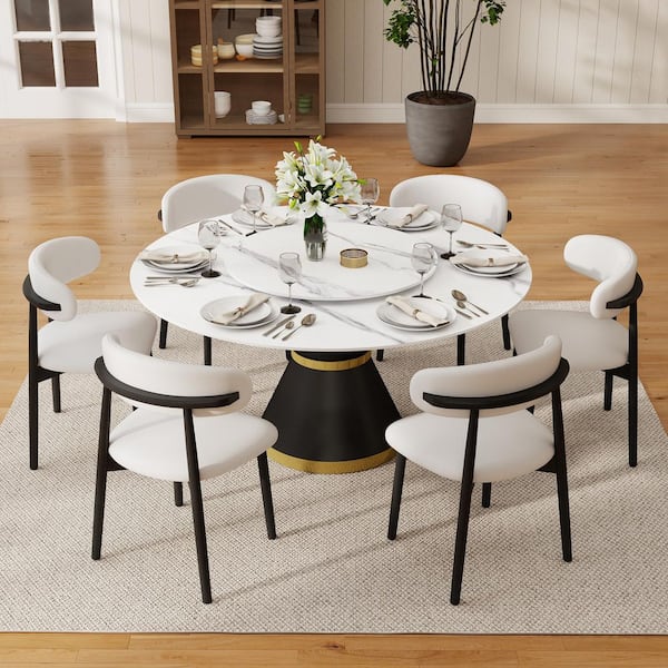 Azy Coffee Table, 36 Inch Round Top, Gold Capped Legs, Dark Brown